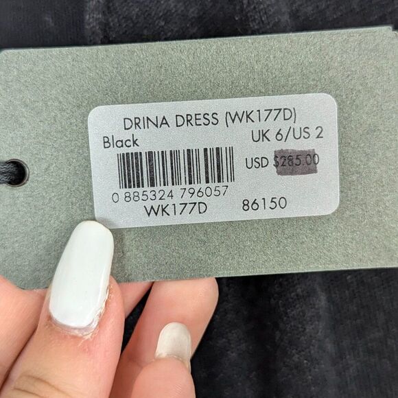 ALLSAINTS | Black Drina Wool Draped Long Sleeve Dress Size US2 - Picture 8 of 15